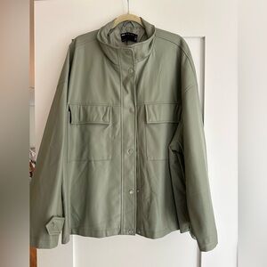 ASOS Curve Sage green faux leather shirt jacket